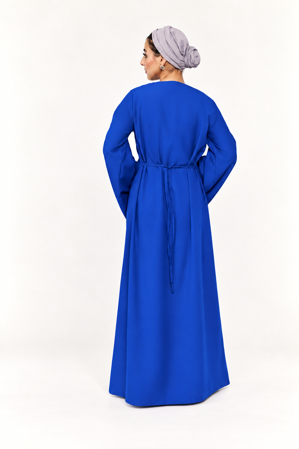 Back detail of cobalt maternity and nursing maxi dress