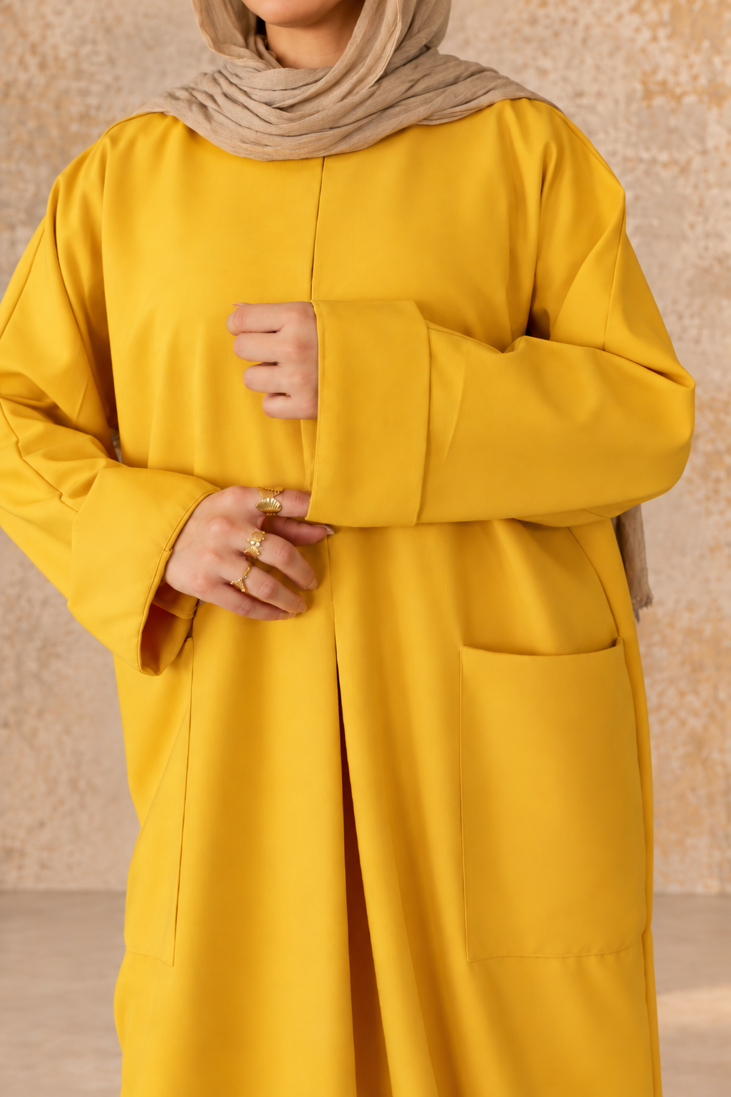 Sleeve detail on marigold nursing maxi dress
