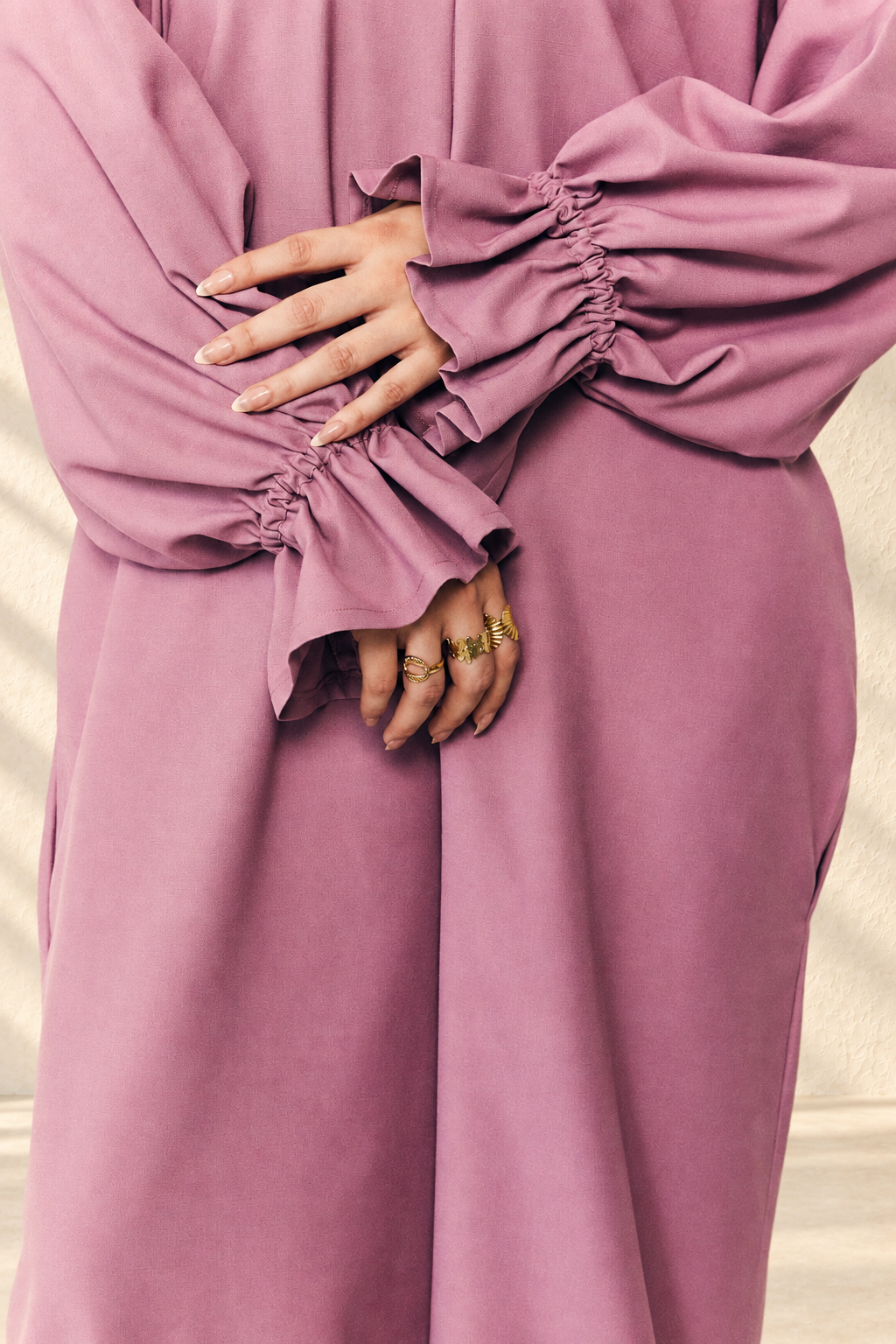 Sleeve detail on wide-leg maternity nursing jumpsuit