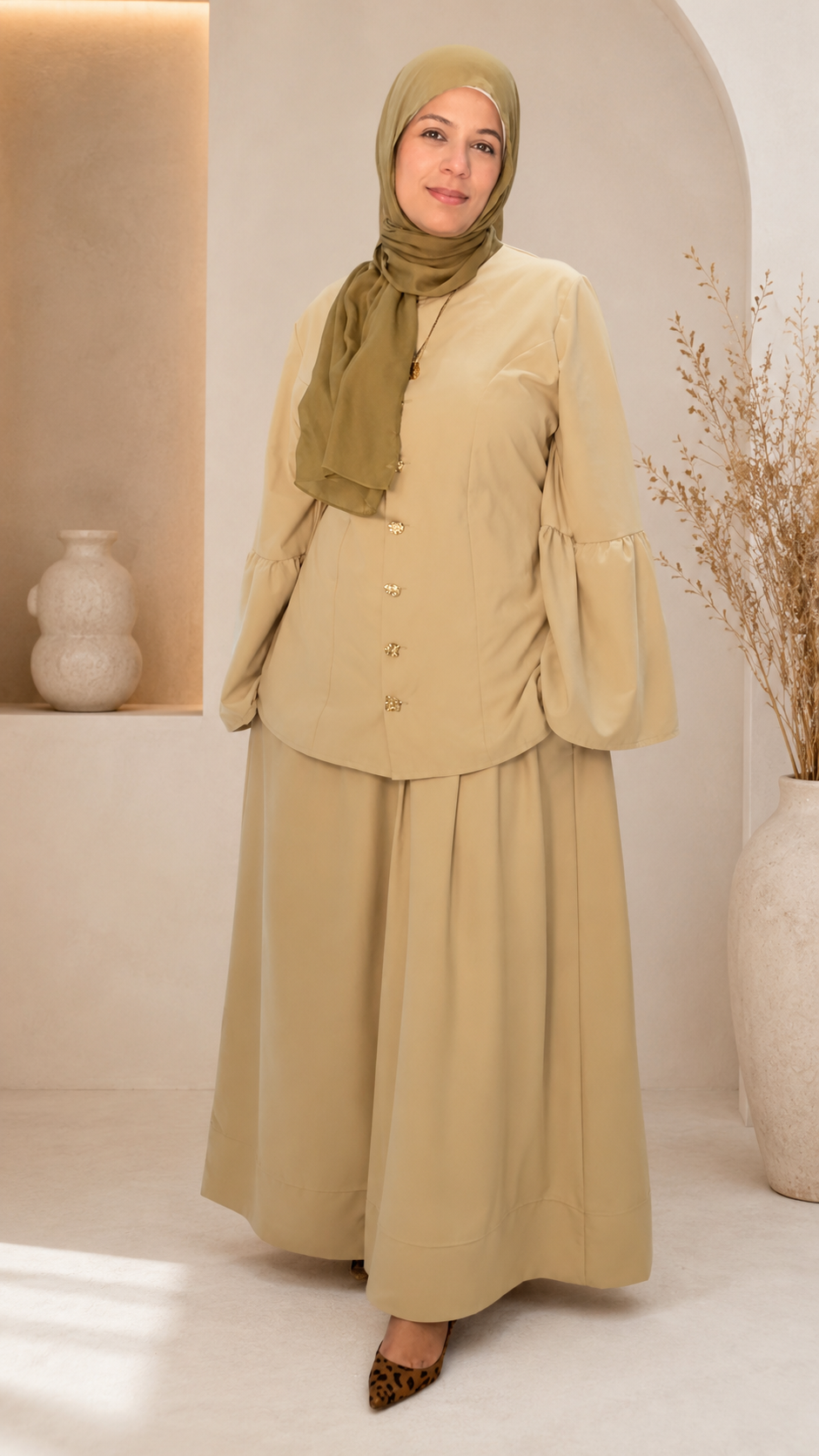 Modest Nursing-Friendly Maxi Skirt Set