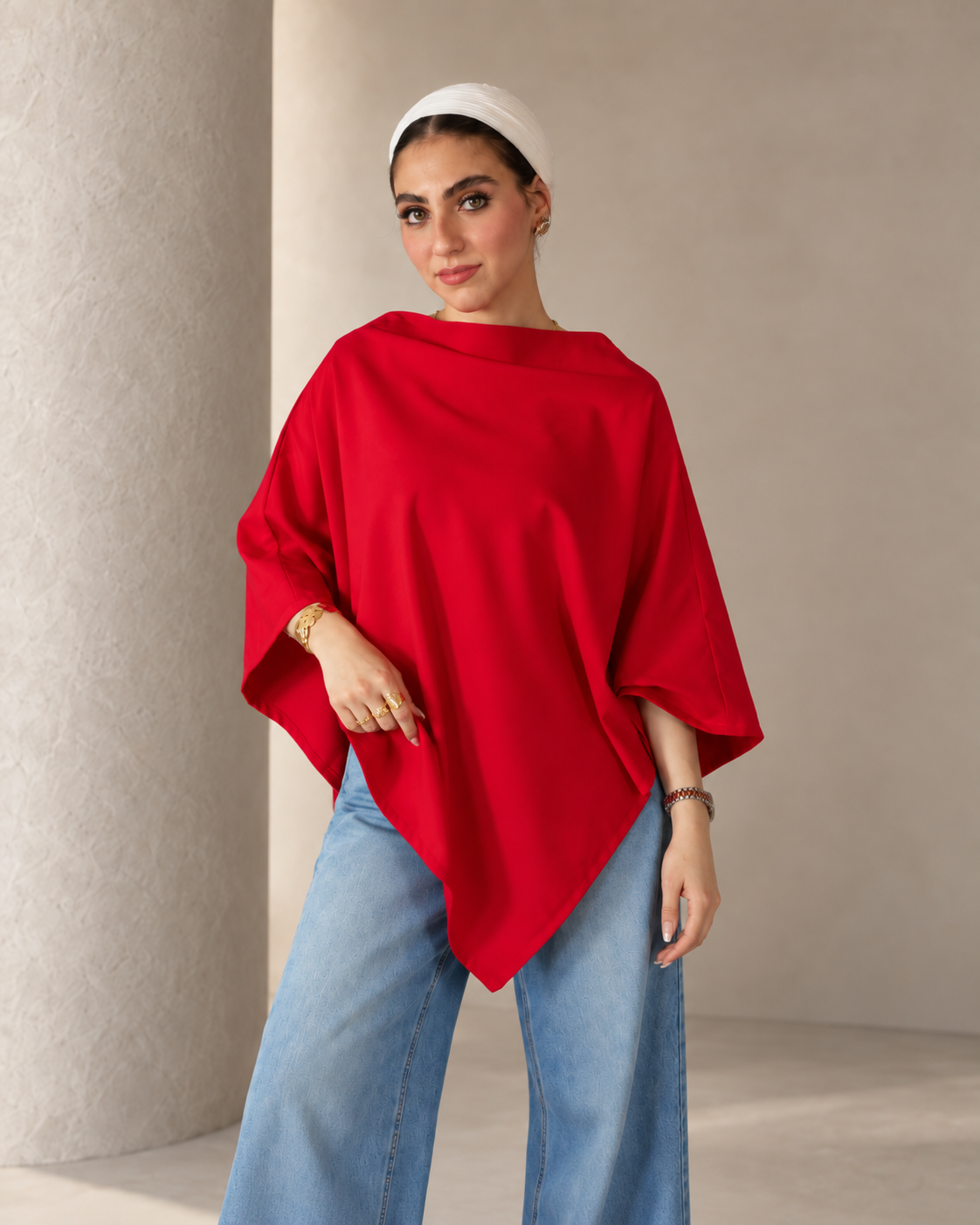 Nursing poncho tunic, alternate front view