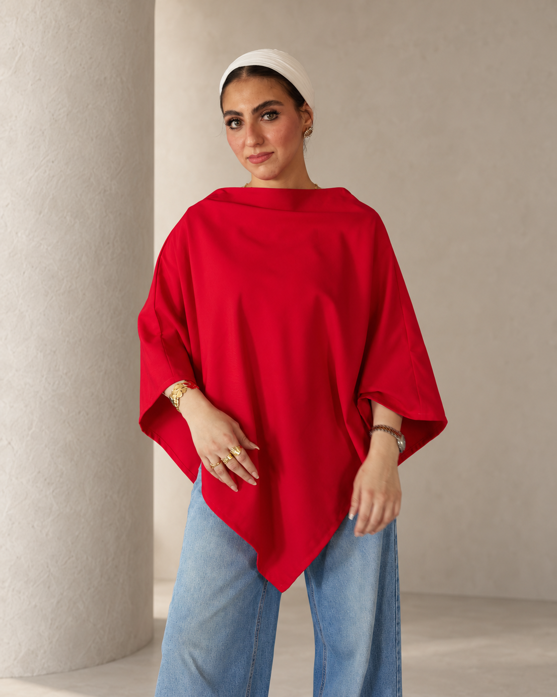 Modest nursing poncho tunic, front view