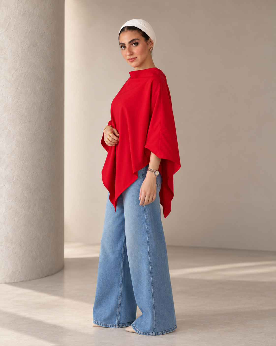 Nursing poncho tunic, left-side view