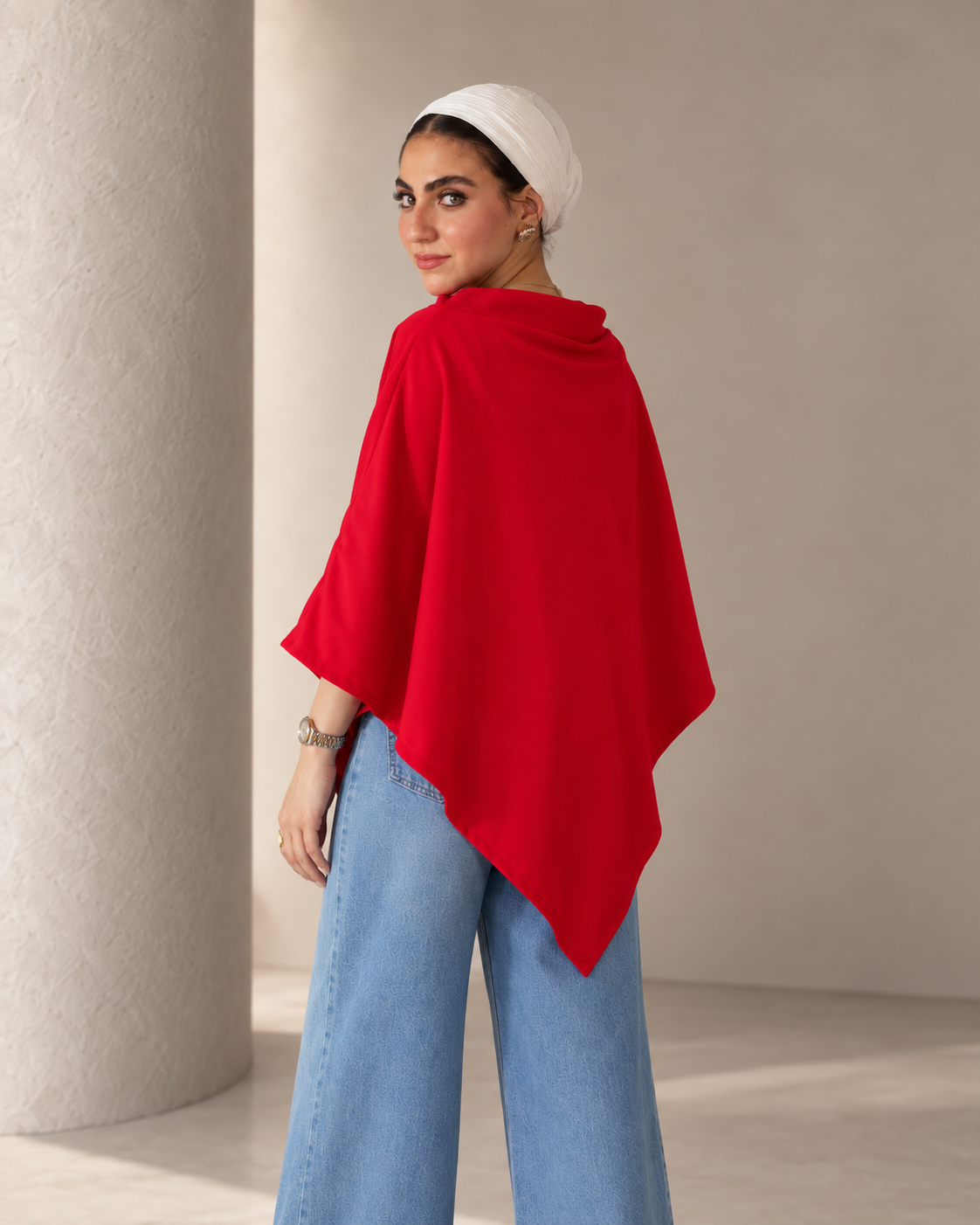 Close-up side view of nursing poncho tunic